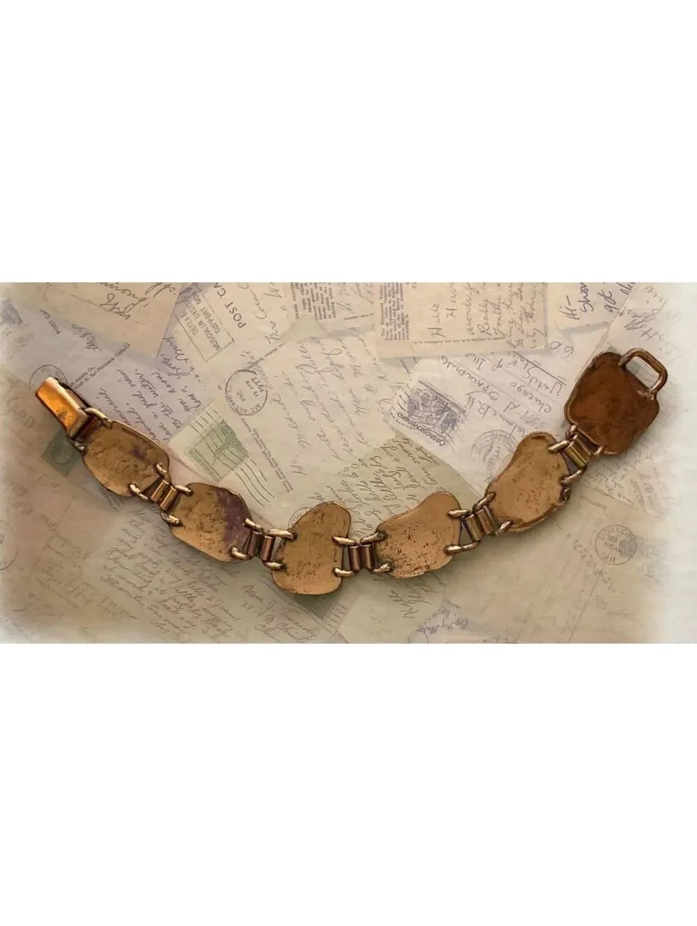 Vintage Solid Copper Safari Wildlife Panel Link Bracelet